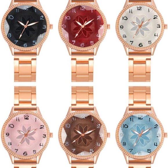 Jewelry - Wholesales Women Alloy Steel Band Watch 6 Pack Quartz Wristwatches Assorted Dres